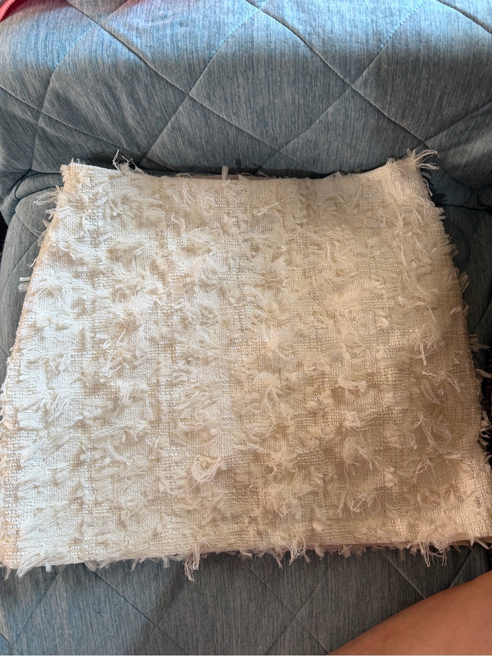 H&M Cream Textured Fringe Mini Skirt